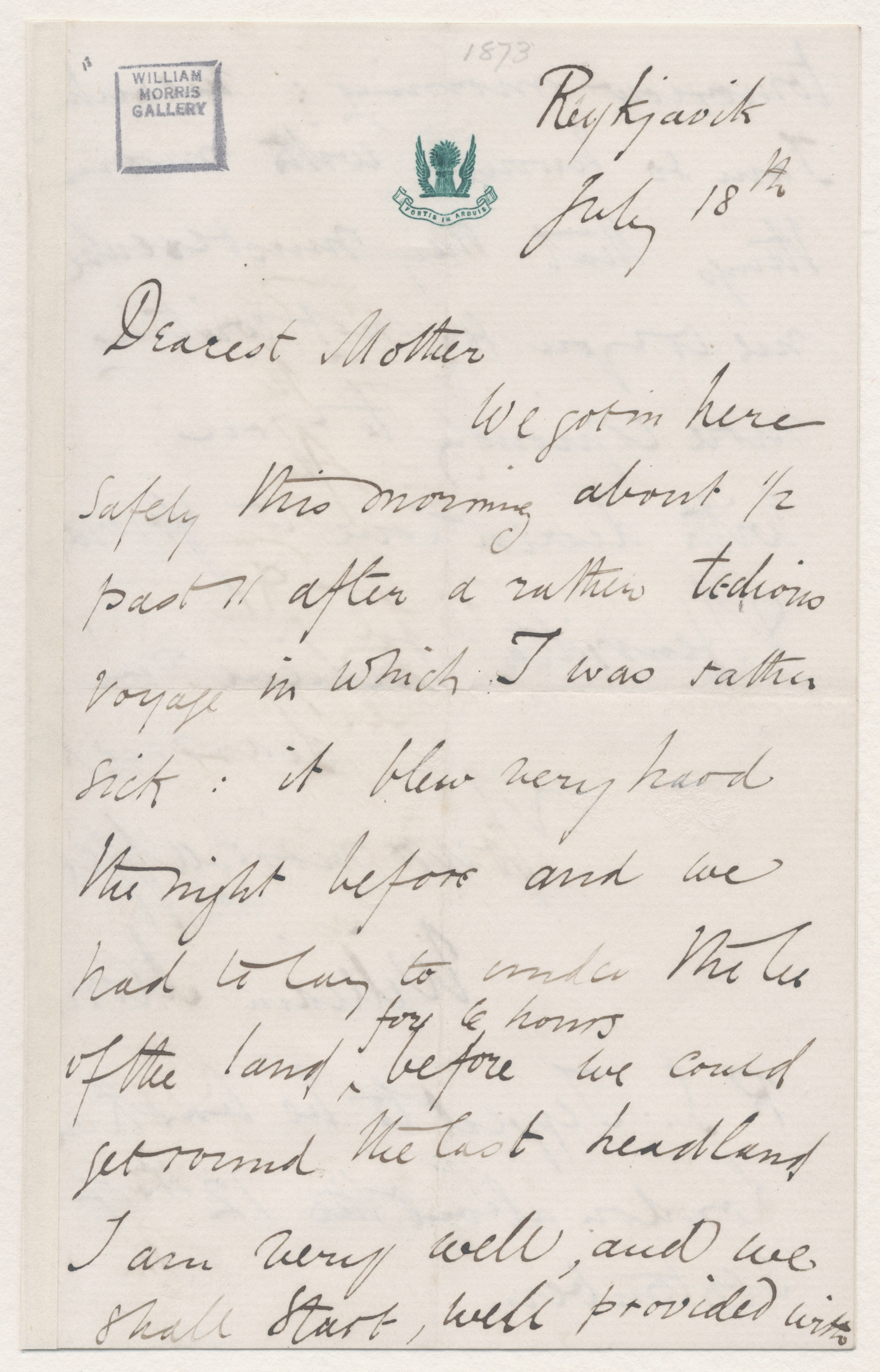 Letter from William Morris to Mrs Morris - William Morris Gallery
